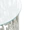 21" Silver Aluminum Accent Table with Glass Tabletop